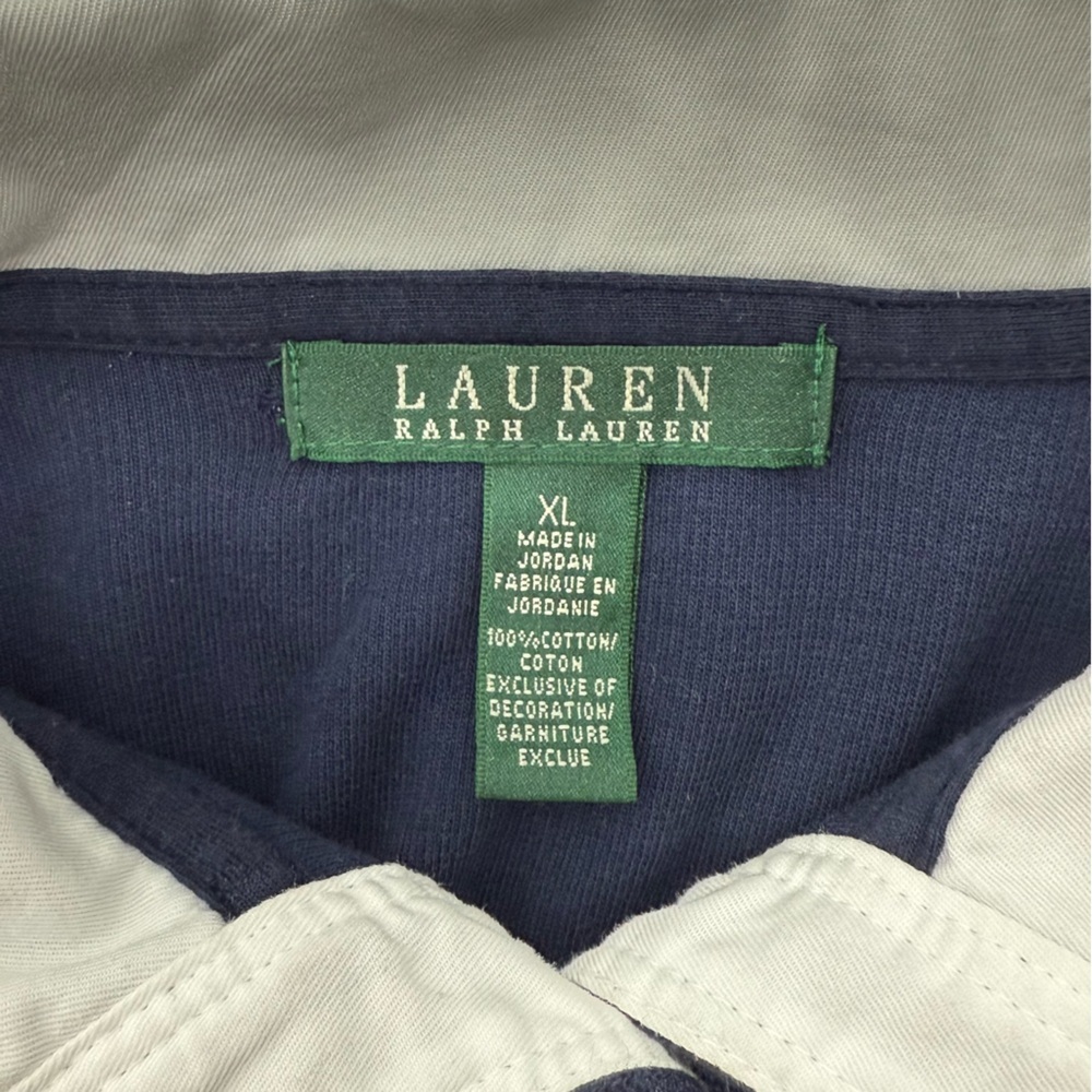 Lauren Ralph Lauren Vintage Cardigan Jacket Navy White Collar Gold Logo Buttons - Picture 9 of 11